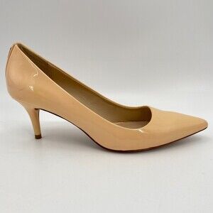 COACH Nude Yellow Patent Leather Kitten Heels Size 8